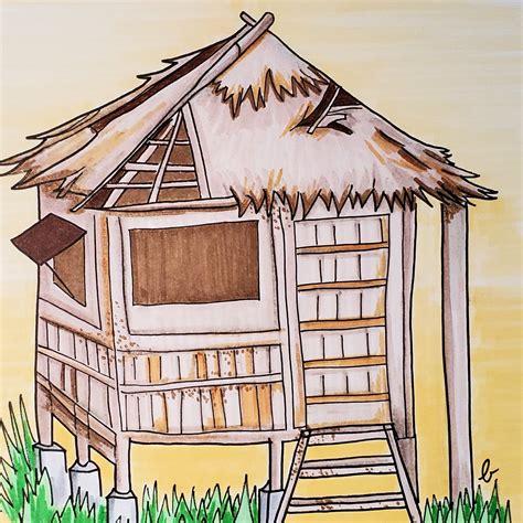 simple easy bahay kubo drawing